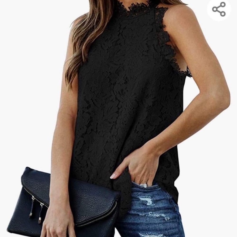 NWT Berry You Lace Sleeveless Blouse, black OR gray, size 2XL